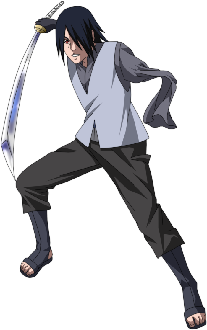 Sasuke Uchiha With Sword Action Pose PNG Image