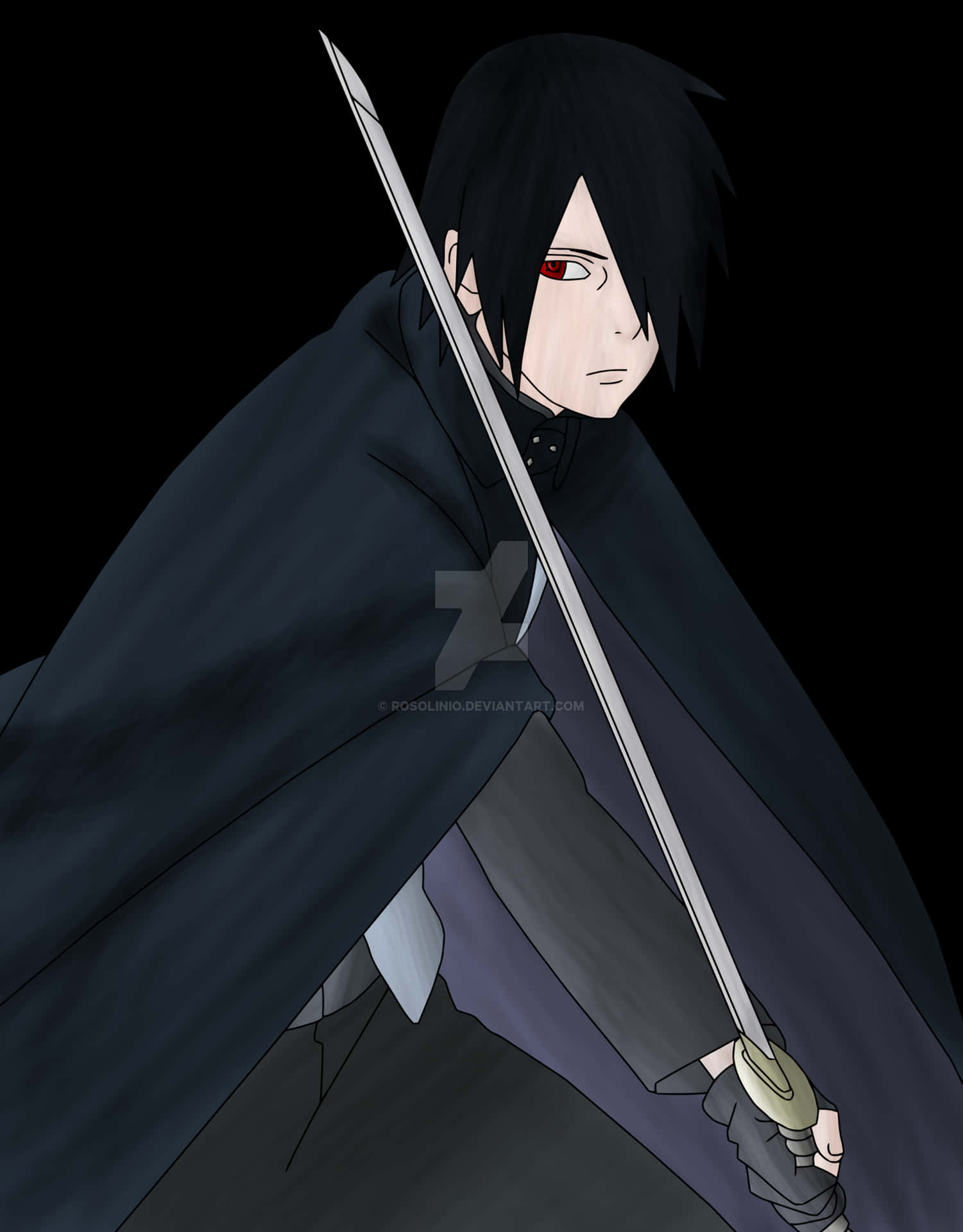 Sasuke_ Uchiha_ With_ Sword_ Anime_ Artwork PNG Image