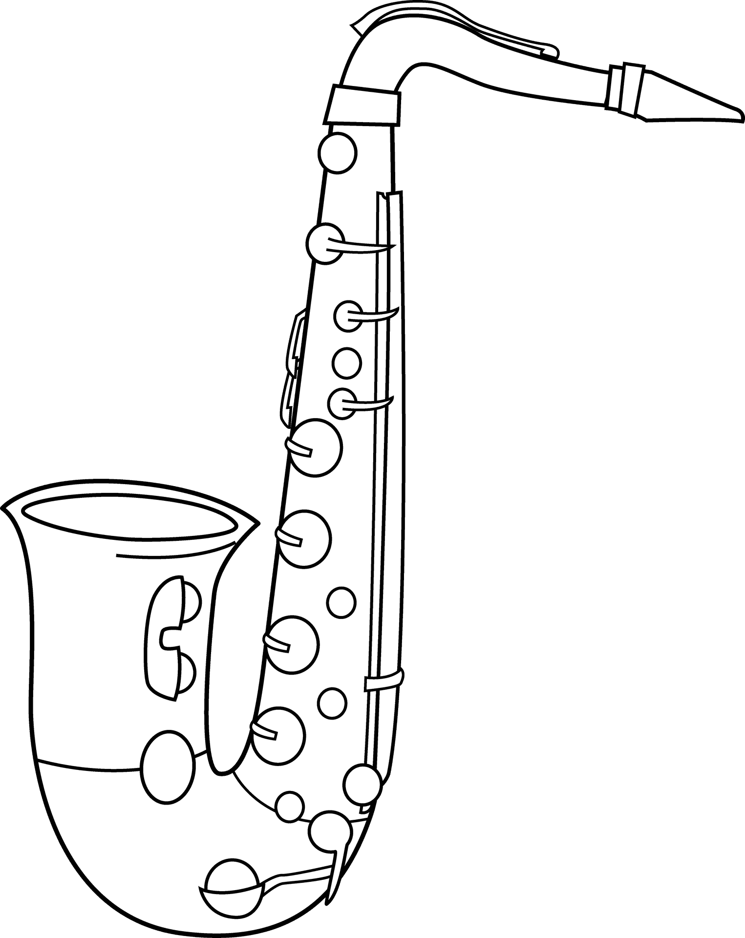 Saxophone Line Art Illustration PNG Image