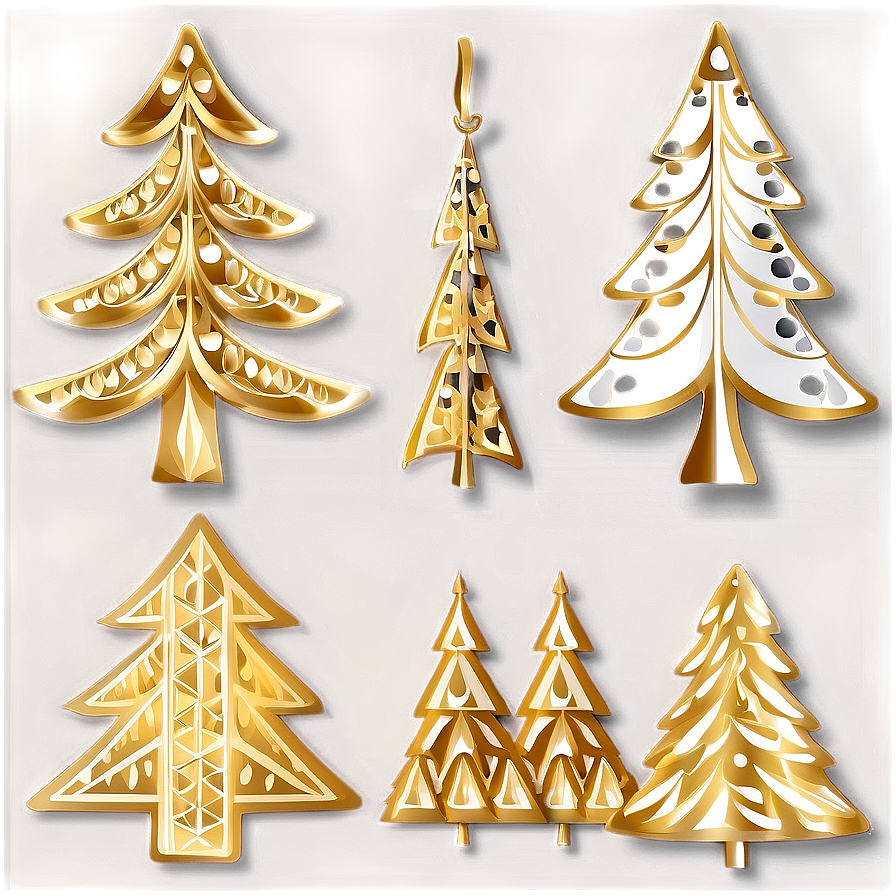 Scandinavian Gold Christmas Tree Design Png Olp PNG Image