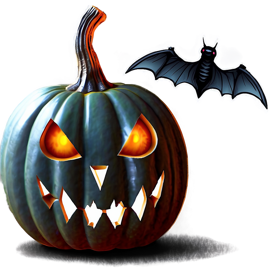 Scary Pumpkin With Bats Png Ktc98 PNG Image