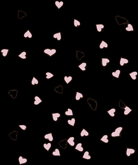 Scattered Heartson Black Background PNG Image