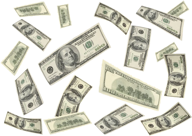 Scattered U S Dollar Bills PNG Image