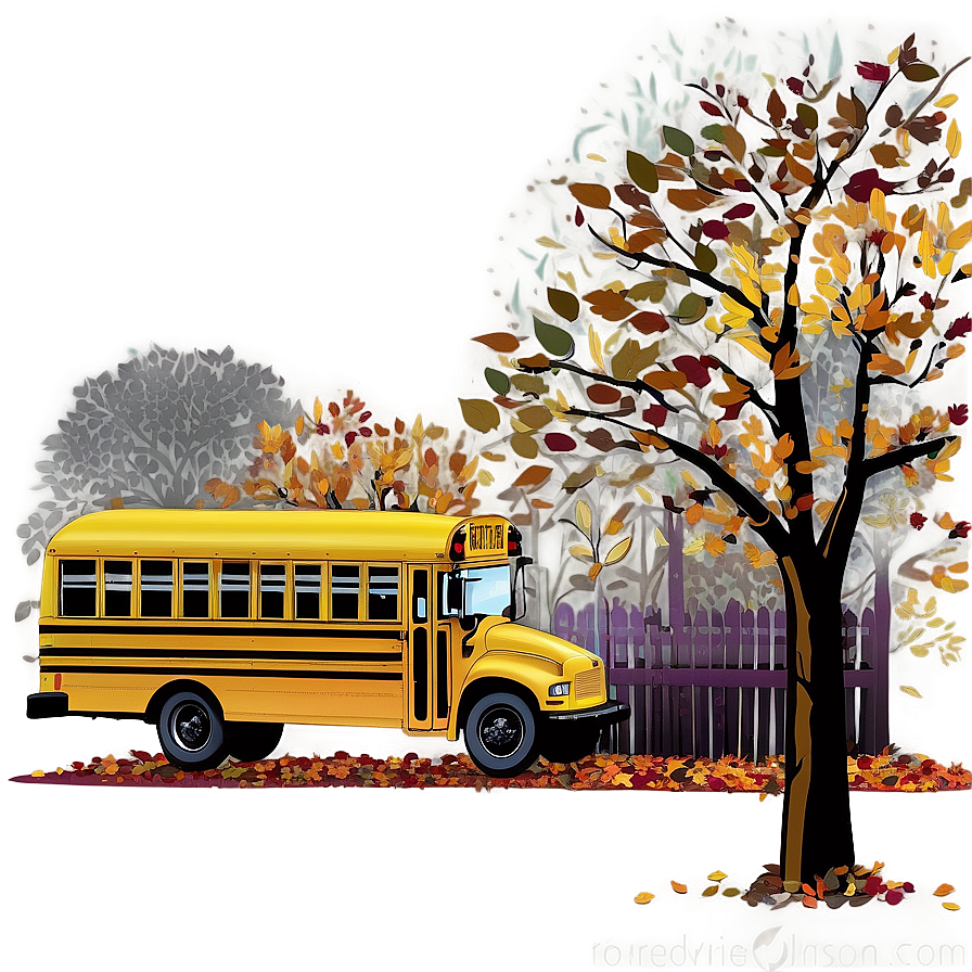 School Bus In Autumn Png Oxc84 PNG Image