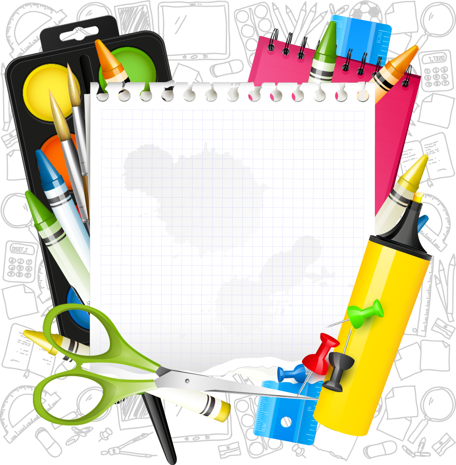 School Supplies Blackboard Background PNG Image