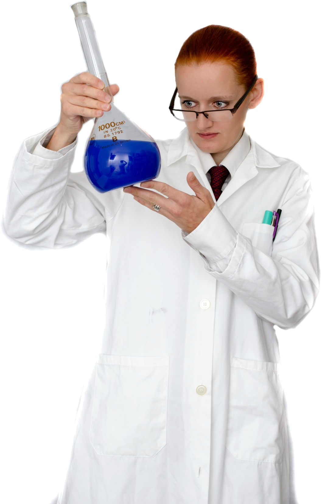 Scientist With Blue Chemical PNG Image