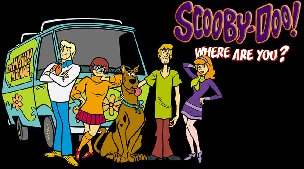 Scooby Doo Classic Castand Mystery Machine PNG Image