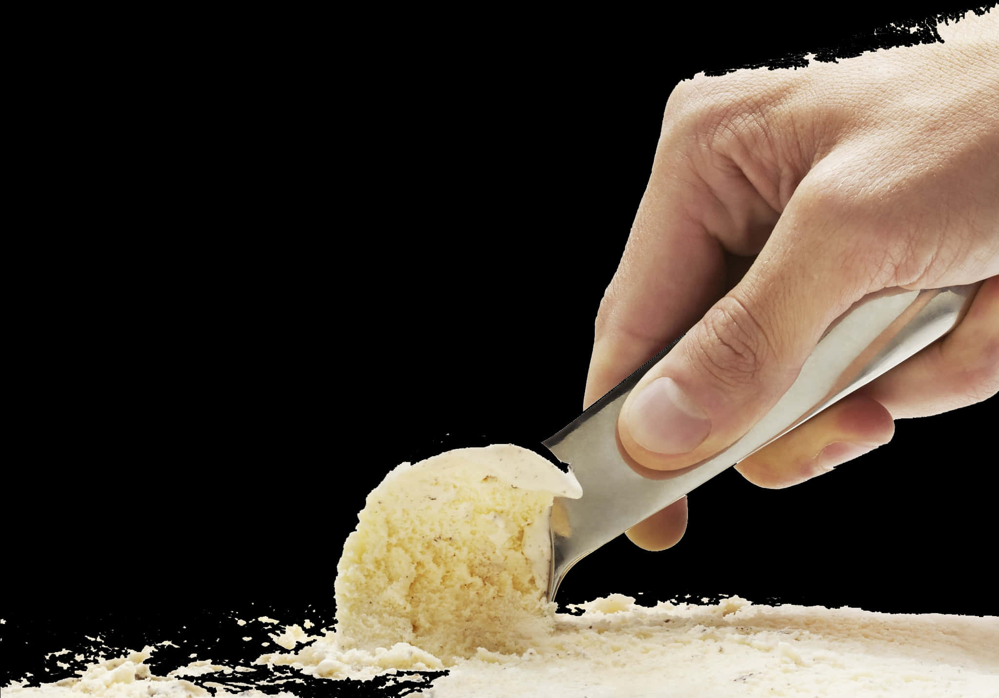 Scooping Vanilla Ice Cream PNG Image