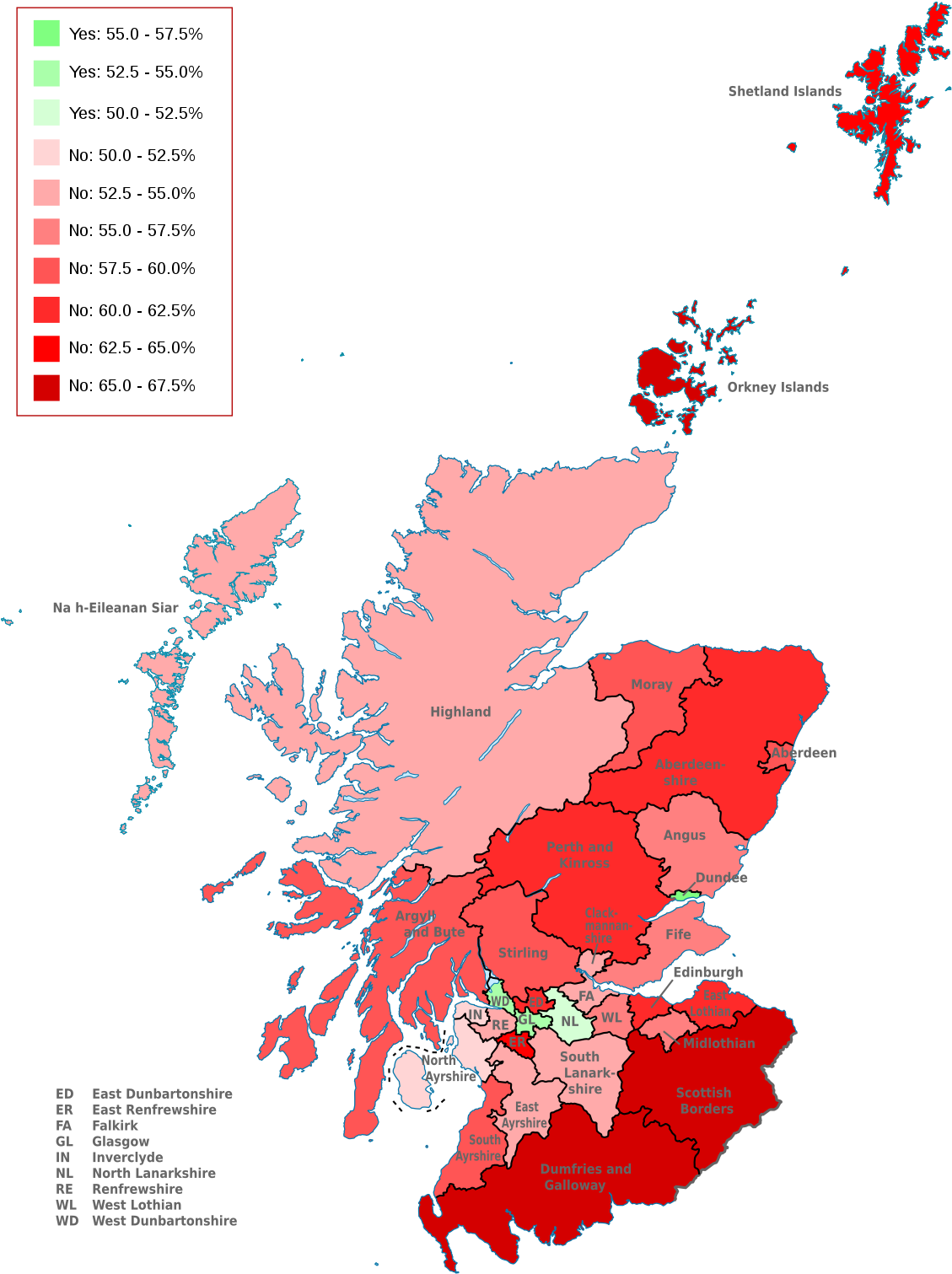 Scotland Referendum Results Map PNG Image