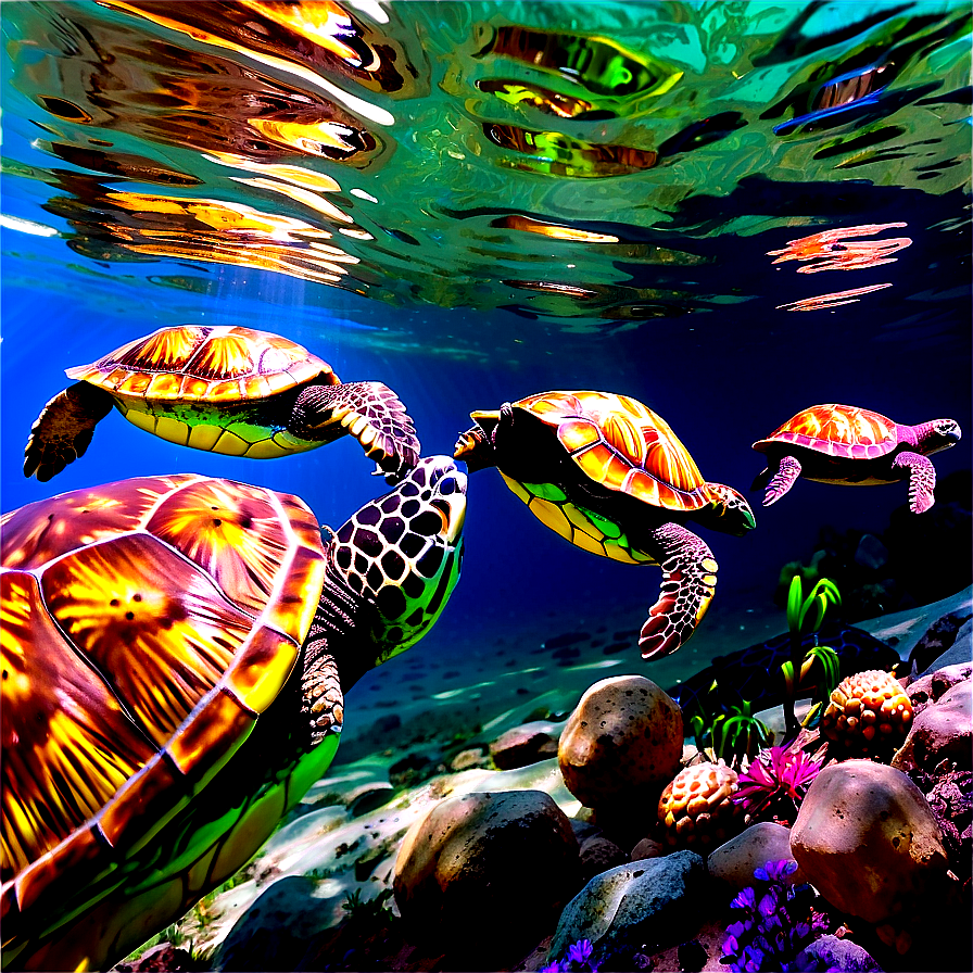 Sea Turtle Family Bonding Png Rnw PNG Image