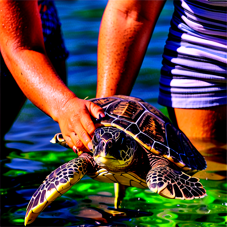 Sea Turtle Release Celebration Png Xtv PNG Image