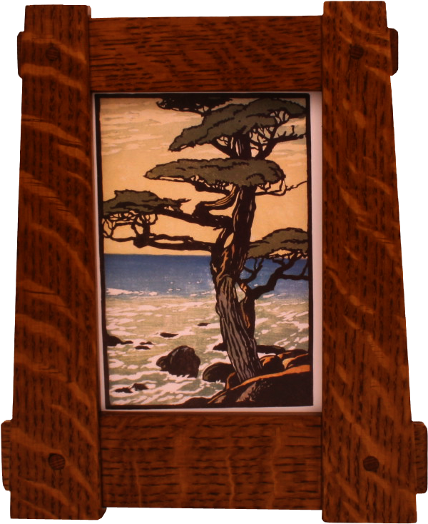 Seaside_ Tree_ Artwork_in_ Wooden_ Frame PNG Image