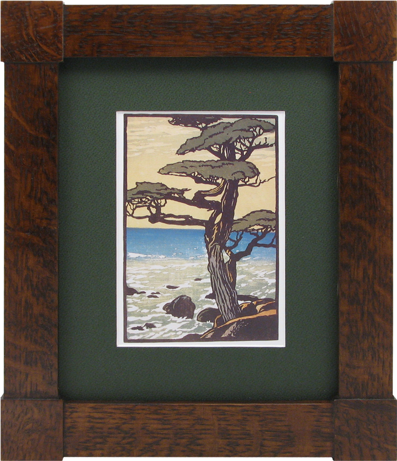 Seaside_ Tree_ Artwork_in_ Wooden_ Frame PNG Image