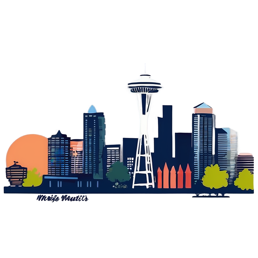 Seattle Skyline At Twilight Png Bby PNG Image