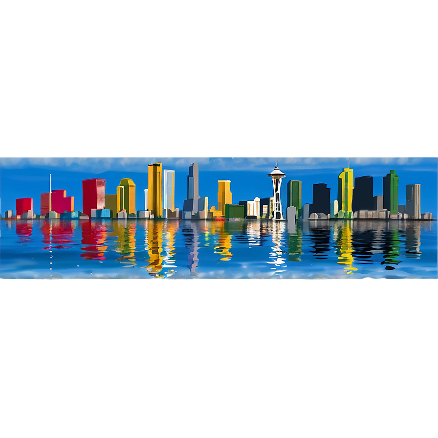 Seattle Skyline Reflection In Water Png Ire50 PNG Image