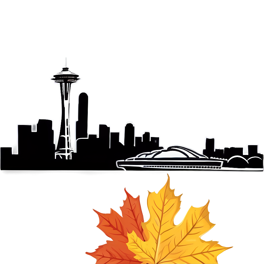 Seattle Skyline With Autumn Leaves Png 79 PNG Image