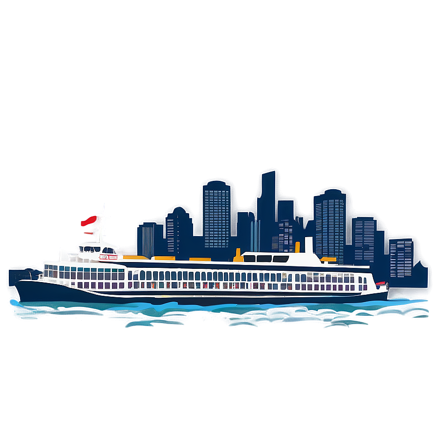 Seattle Skyline With Ferry Boat Png Jsd55 PNG Image