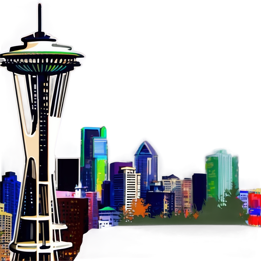 Seattle Skyline With Space Needle Png Aef PNG Image