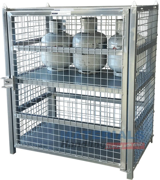 Secure Gas Cylinder Storage Cage PNG Image