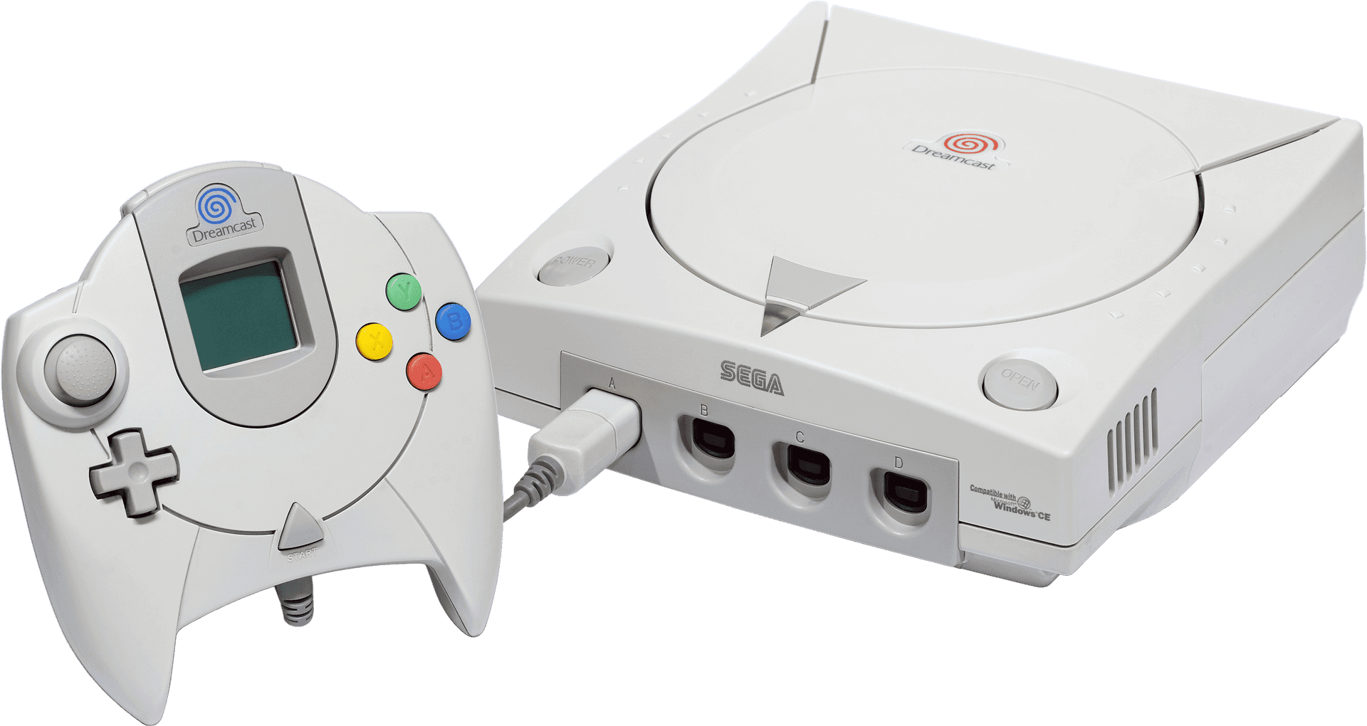 Sega Dreamcast Consoleand Controller PNG Image