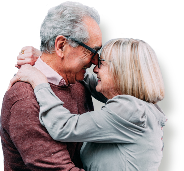 Senior Couple Embracing Happily PNG Image