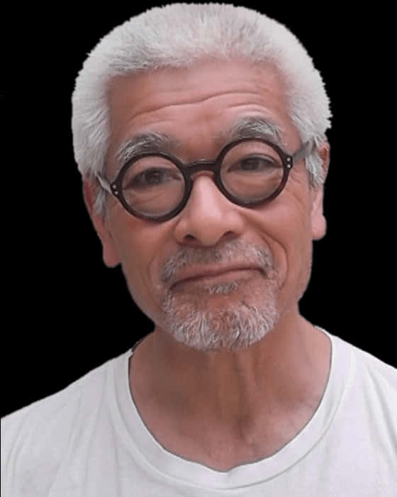 Senior Man Round Glasses PNG Image