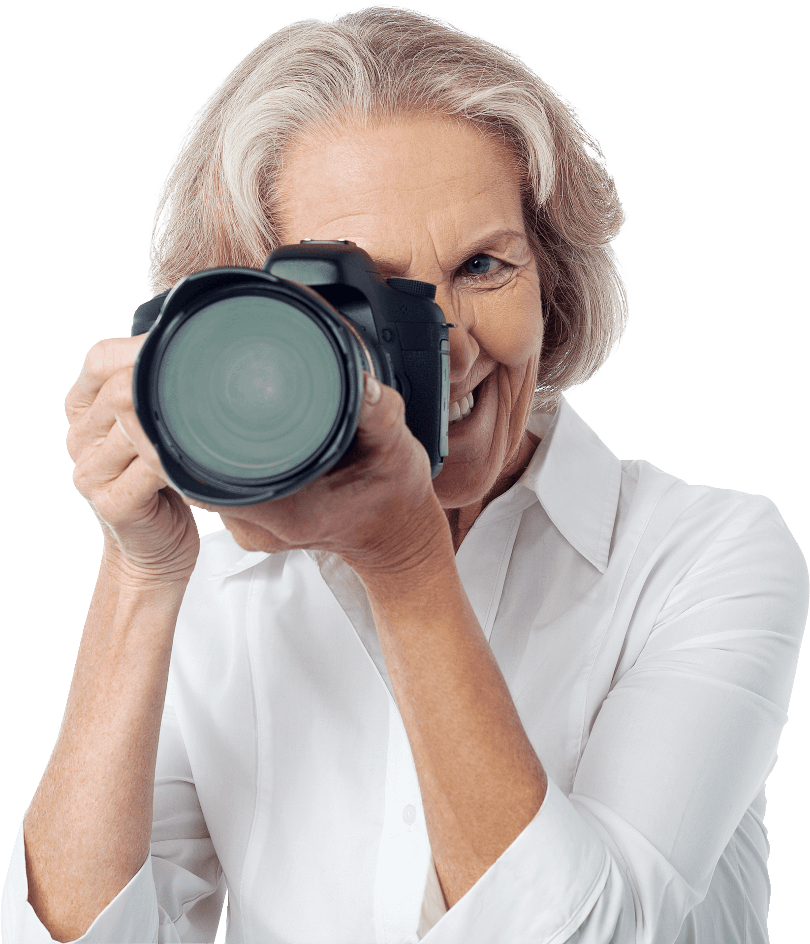 Senior Woman Photographer PNG Image