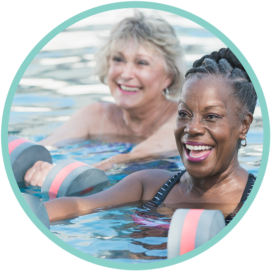 Senior Women Enjoying Water Aerobics PNG Image