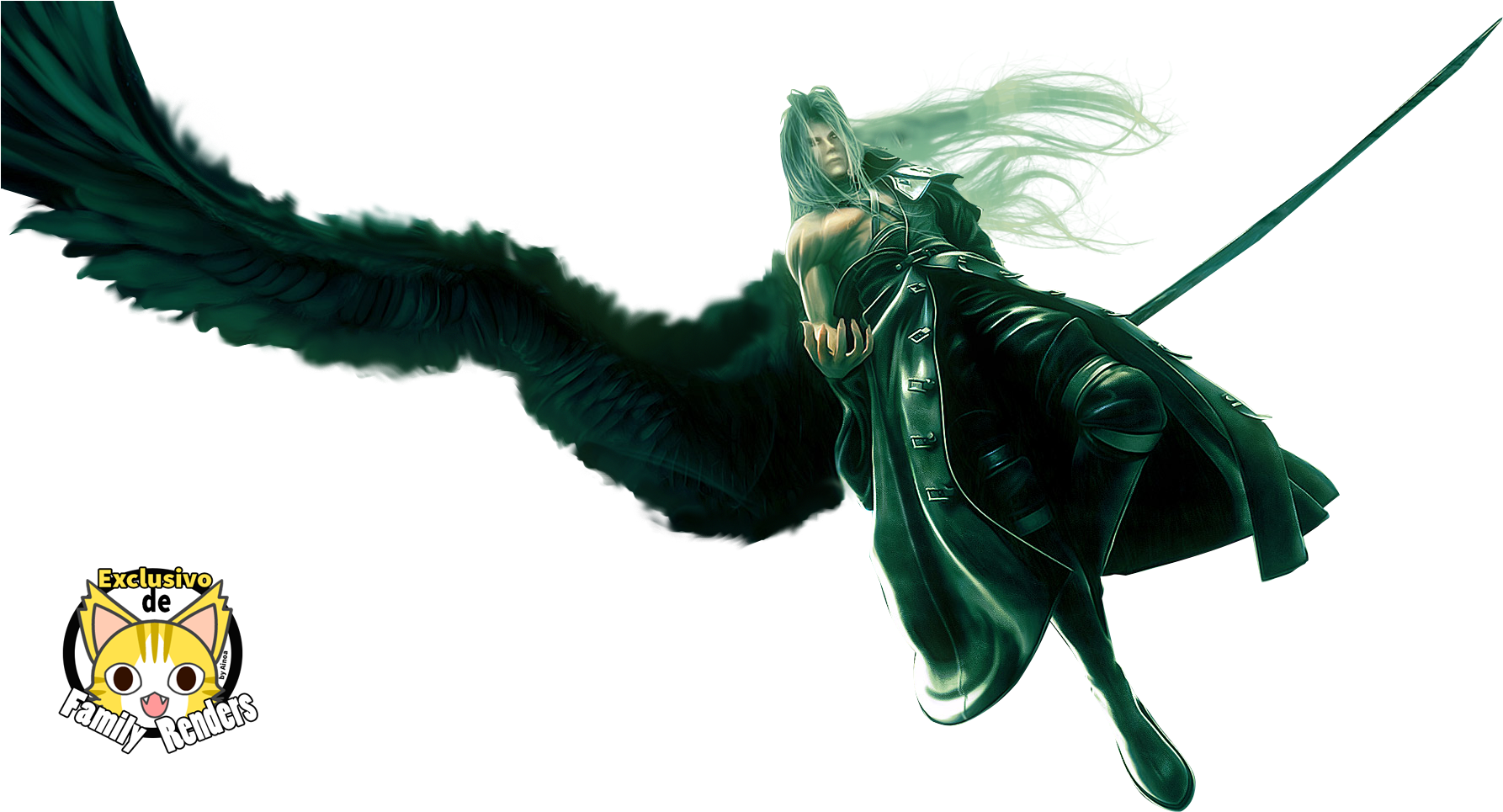 Sephiroth With Black Wingsand Masamune PNG Image