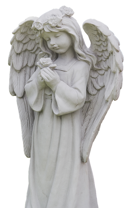 Serene Angel Statuewith Rose PNG Image