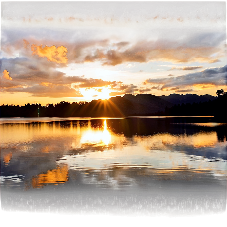 Serene Lake Sunset Png Xti95 PNG Image