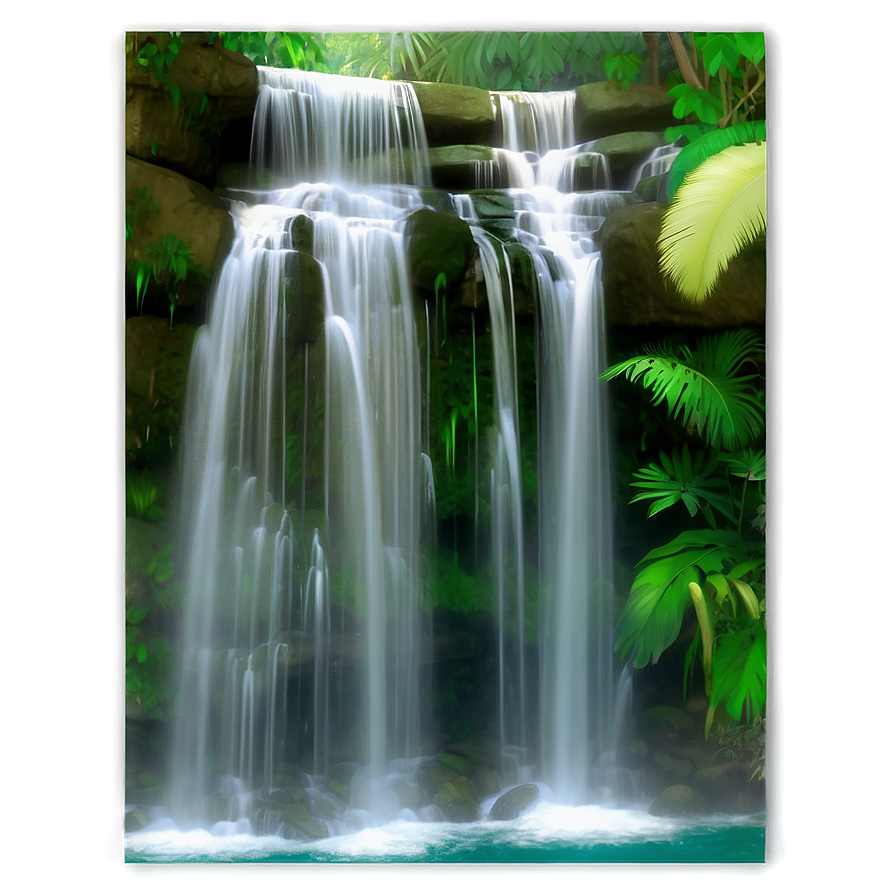 Serene Tropical Waterfall Png Ehh53 PNG Image