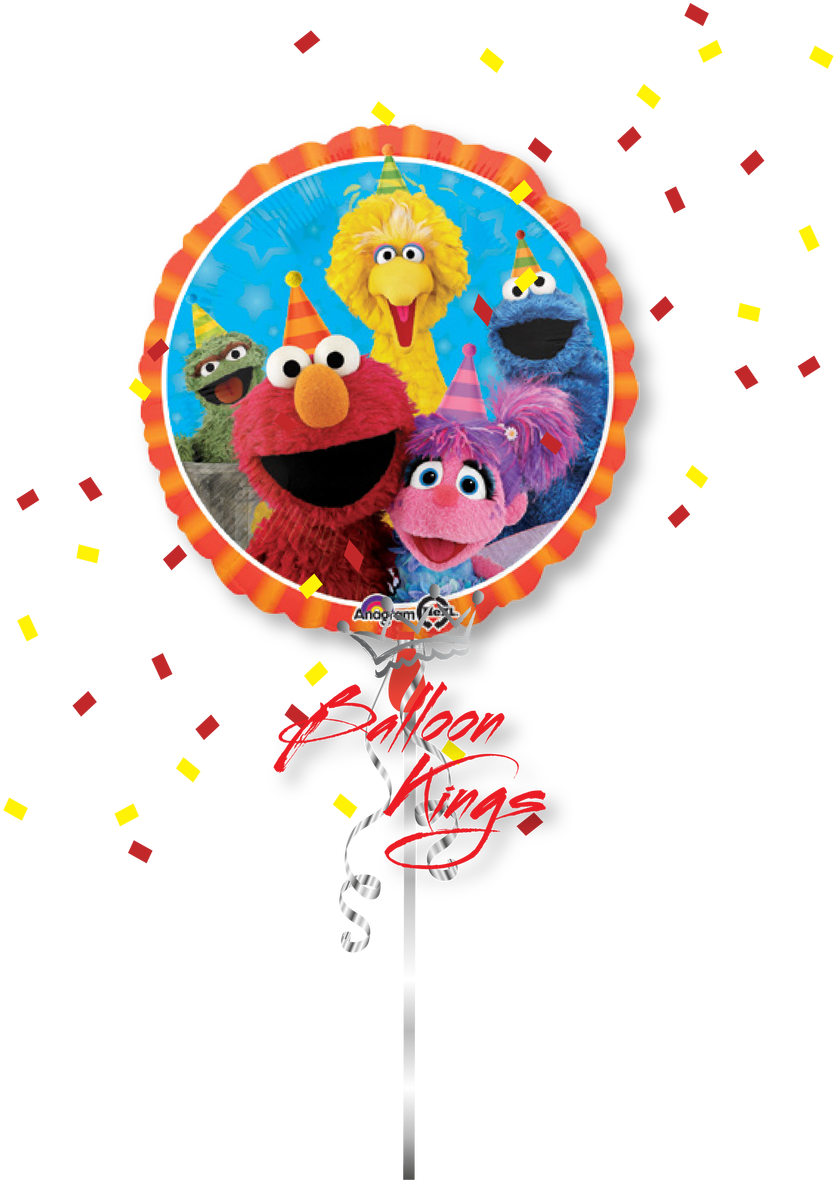 Sesame Street Characters Birthday Balloon PNG Image