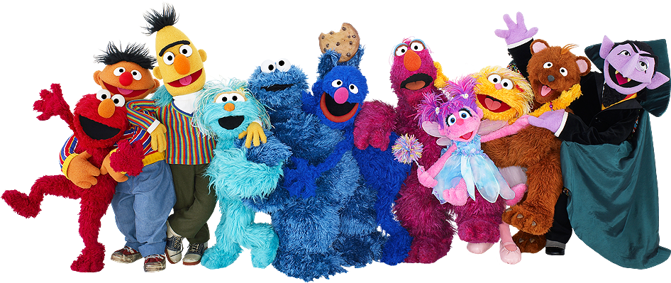 Sesame Street Characters Gathering PNG Image