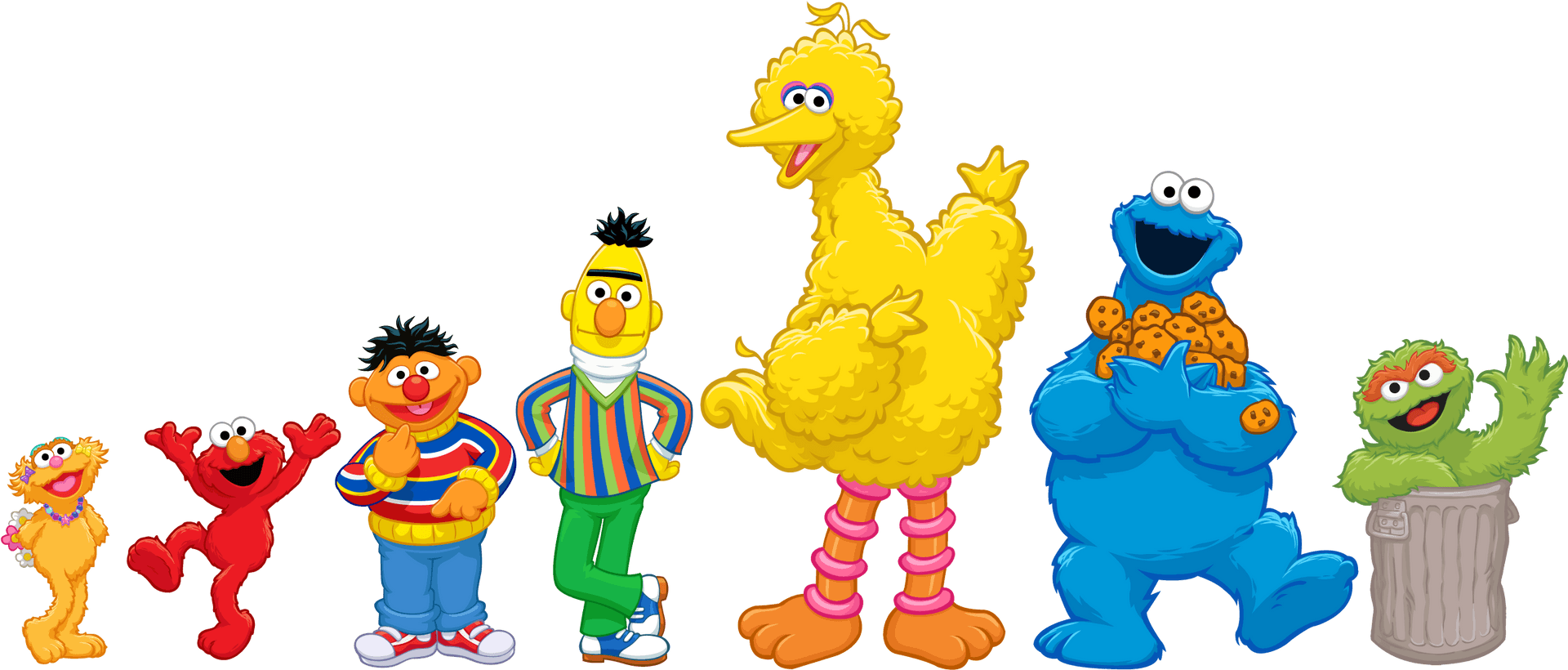 Sesame Street Characters Lineup PNG Image