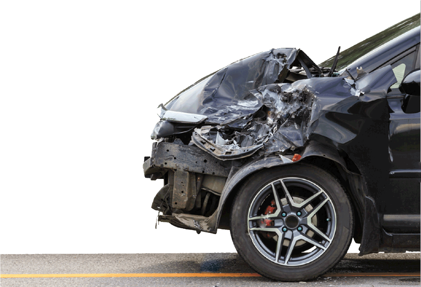 Severe Car Damage After Collision.png PNG Image