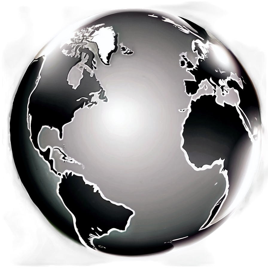 Shaded Black And White Globe Png Vus15 PNG Image