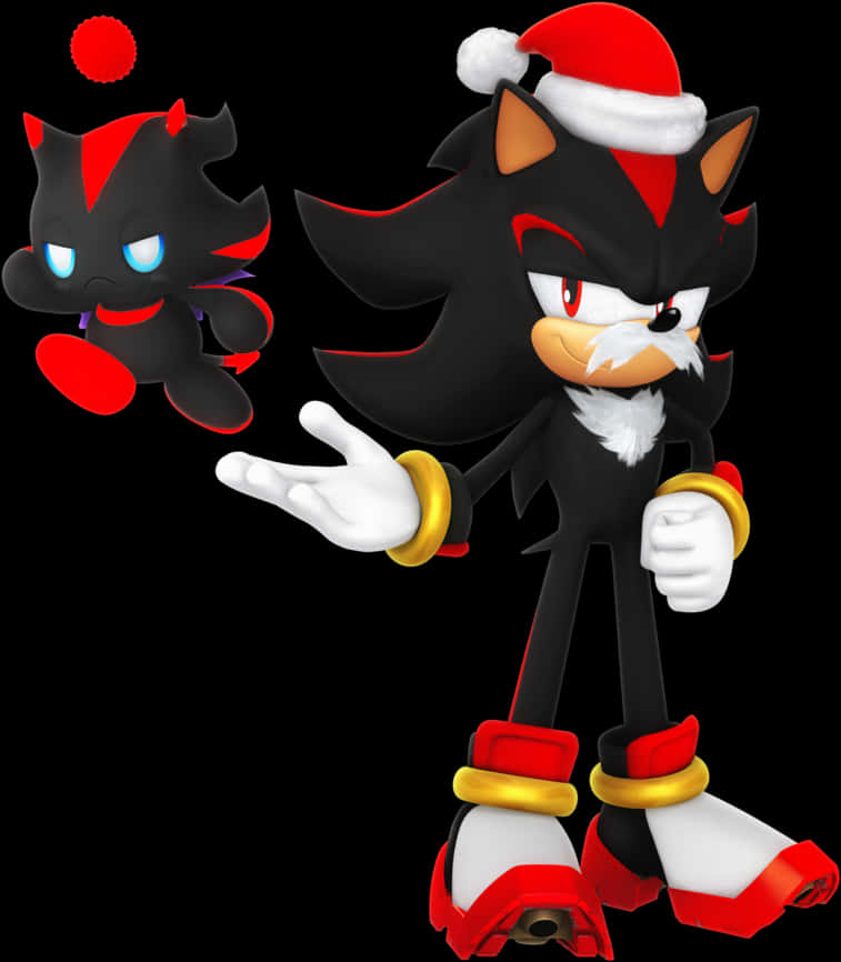 Shadow The Hedgehog Santa Hat PNG Image