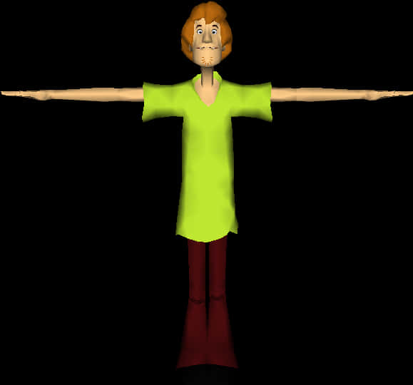 Shaggy Rogers3 D Model Pose PNG Image