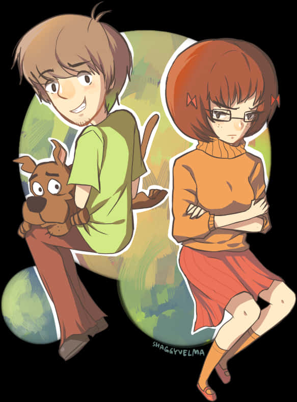 Shaggy Scoobyand Velma Artwork PNG Image