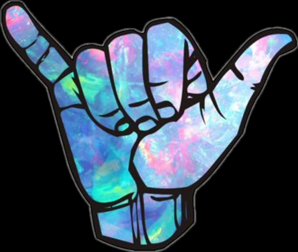 Shaka Sign Galaxy Texture PNG Image