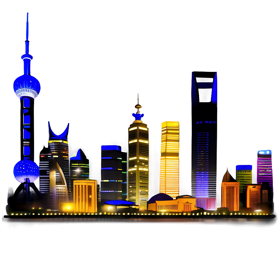 Shanghai Skyline Night View Png Lui95 PNG Image