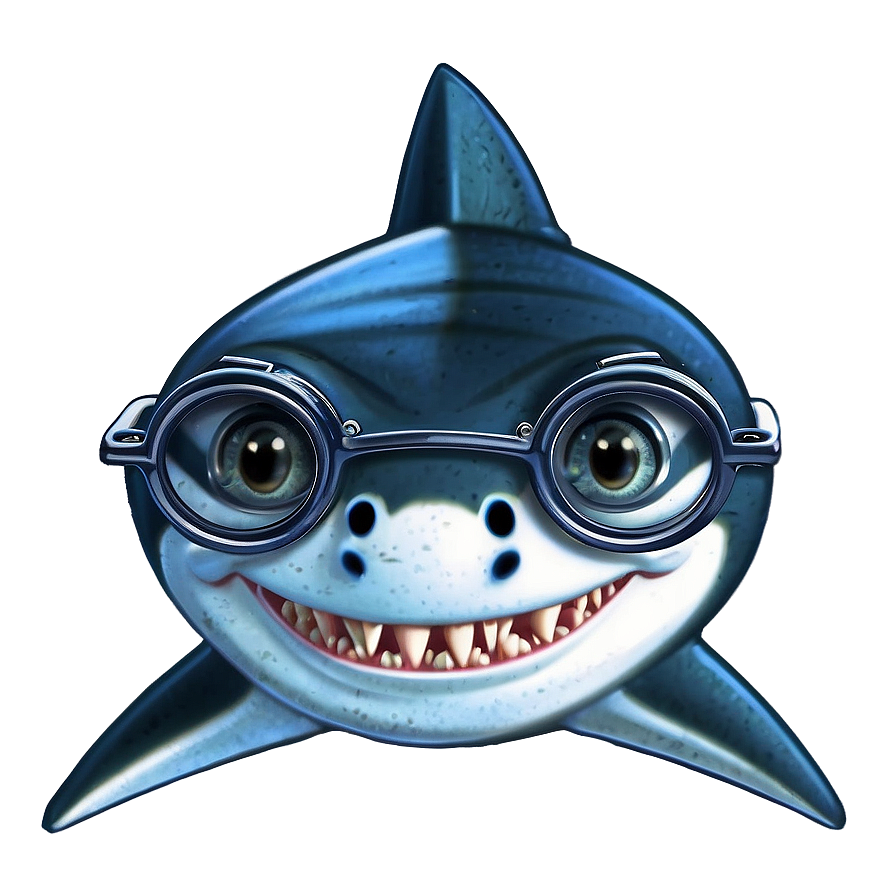 Shark Cartoon With Glasses Png Aij52 PNG Image