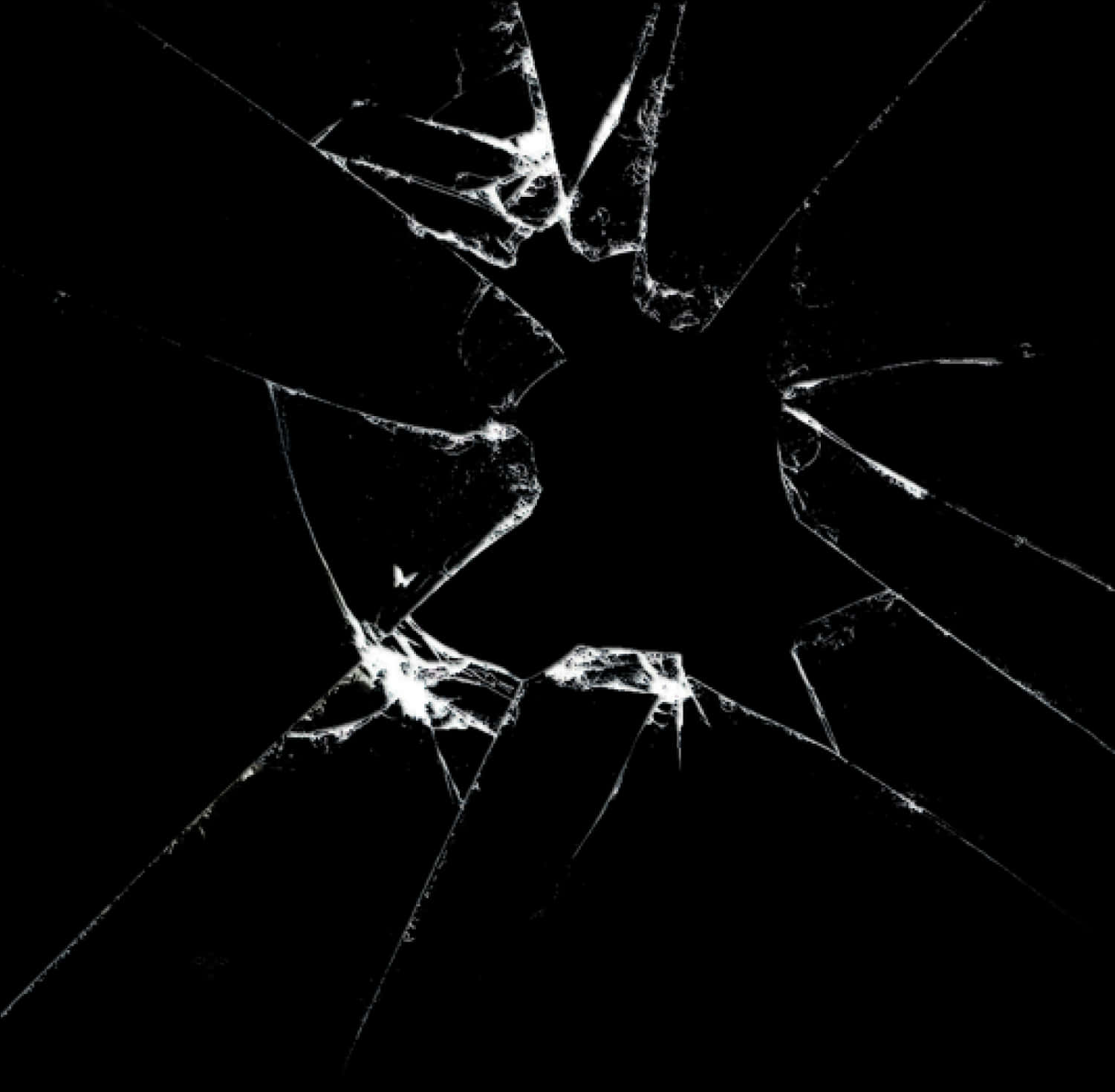 Shattered Glass Texture Black Background PNG Image