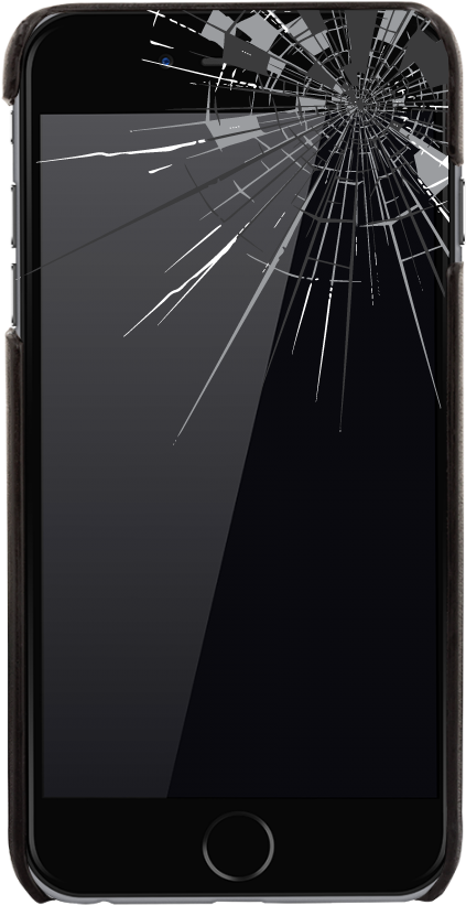 Shattered Smartphone Screen PNG Image