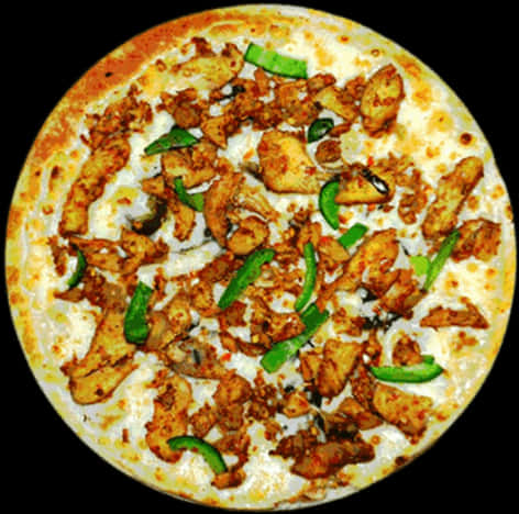 Shawarma Flavored Pizza Top View PNG Image