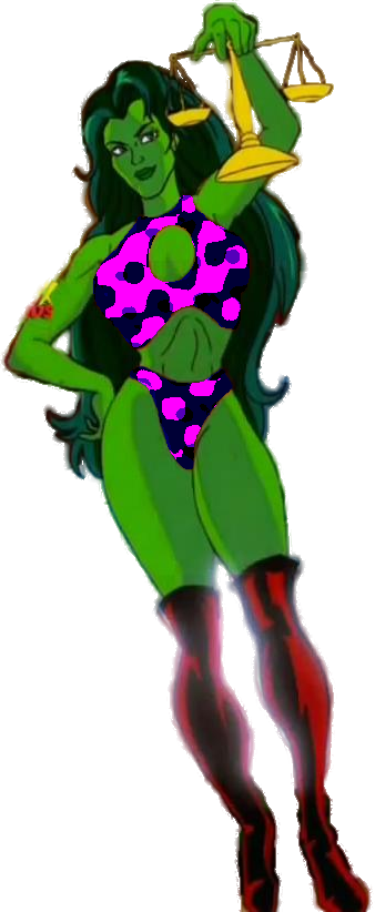 She Hulk_ Balancing_ Scales_of_ Justice PNG Image