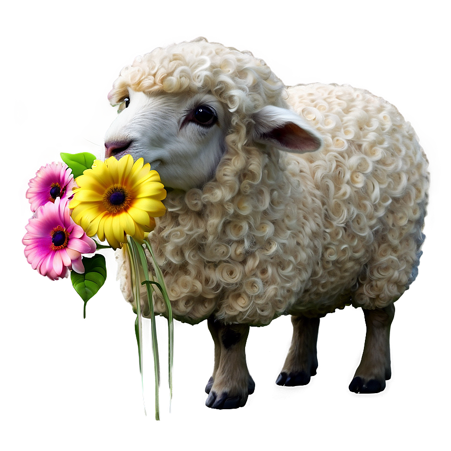 Sheep With Flowers Png 05232024 PNG Image