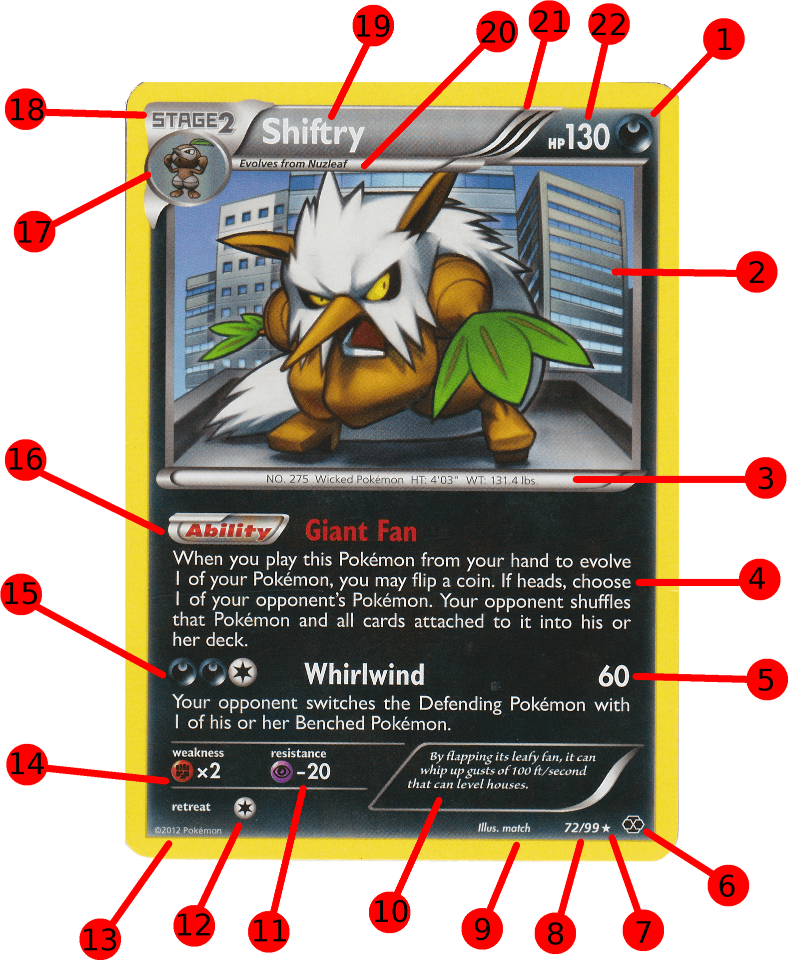 Shiftry Pokemon Card Annotated PNG Image