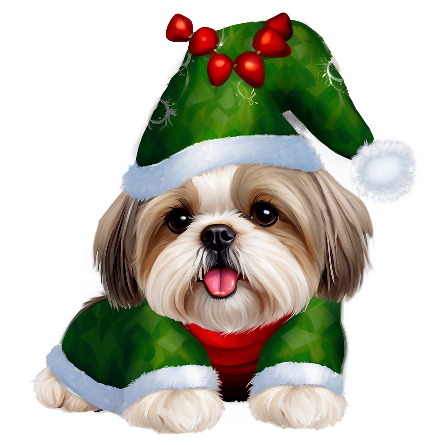 Shih Tzu Christmas Elf Png 06242024 PNG Image